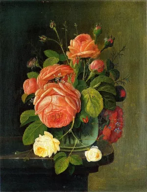 Roses on a Tabletop painting by Severin Roesen