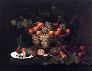 Still Life: Champagne and Fruit by Severin Roesen Oil Painting