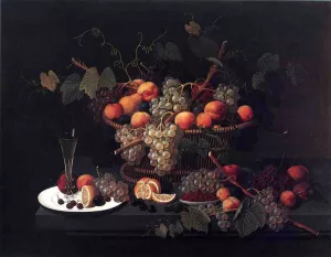 Still Life: Champagne and Fruit by Severin Roesen Oil Painting