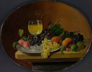 Still Life Fruit and Wine Glass by Severin Roesen Oil Painting