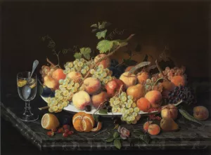 Still Life with Fruit and Glass of Lemonade Oil painting by Severin Roesen