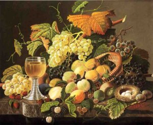 Still Life with Fruit, Bird's Nest and Wine Glass