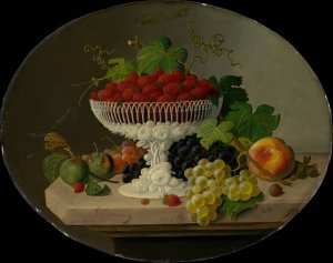 Still Life with Strawberries in a Compote by Severin Roesen Oil Painting