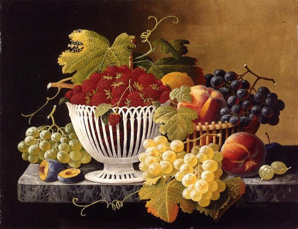 Main Product Photo of Still Life with Strawberry Basket Painting by Severin Roesen