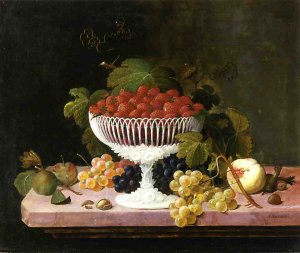 Strawberries and Porcelain by Severin Roesen Oil Painting