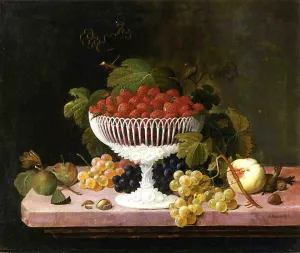 Strawberries and Porcelain by Severin Roesen - Oil Painting Reproduction