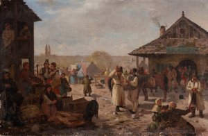 Fair in a Small Town by Seweryn Bieszczad Oil Painting