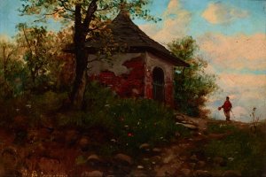 Landscape with a Wayside Shrine by Seweryn Bieszczad Oil Painting
