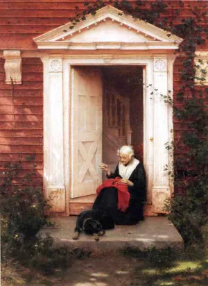 A Woman's Work is Never done Oil painting by Seymour Joseph Guy