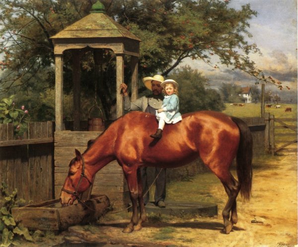 Main Product Photo of At the Watering Trough Painting by Seymour Joseph Guy