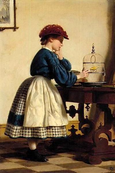 Main Product Photo of Girl With Canary Painting by Seymour Joseph Guy
