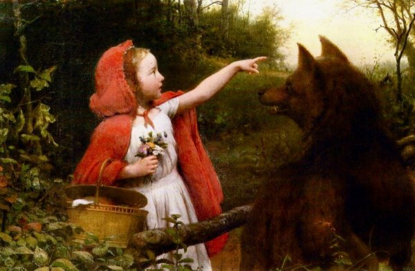 Main Product Photo of Red Riding Hood Painting by Seymour Joseph Guy
