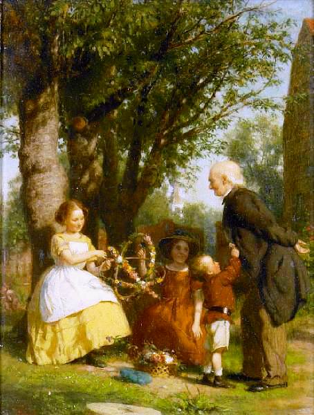 The Garland Makers by Seymour Joseph Guy - Hand-Painted Oil Painting Reproduction