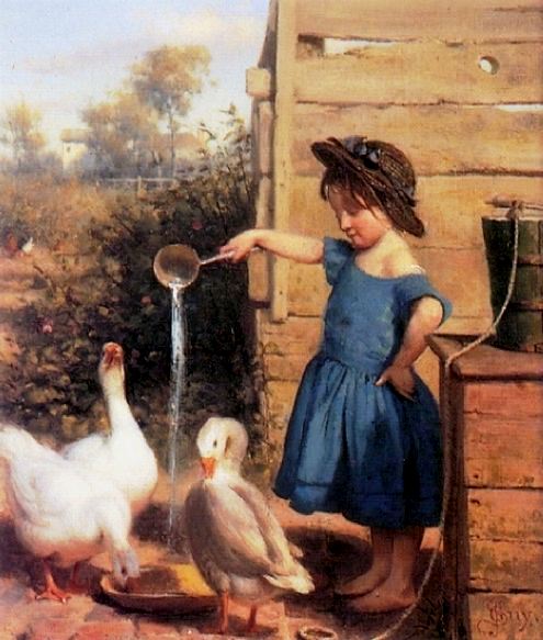 Main Product Photo of The Goose Girl Painting by Seymour Joseph Guy