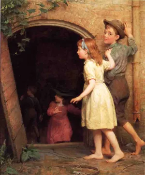 The Haunted Cellar (also known as Who's Afraid) by Seymour Joseph Guy Oil Painting