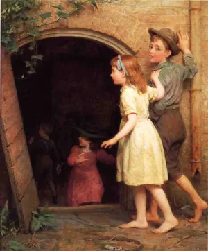 The Haunted Cellar (also known as Who's Afraid) Oil painting by Seymour Joseph Guy