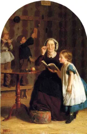 The Reading Lesson by Seymour Joseph Guy - Oil Painting Reproduction