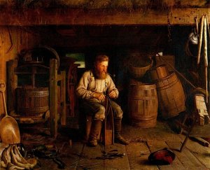 Utilizing a Spare Moment by Seymour Joseph Guy Oil Painting