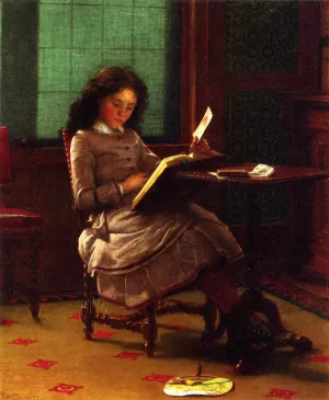 Young Girl Reading by Seymour Joseph Guy - Oil Painting Reproduction