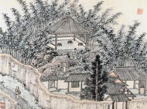 Bamboo Pavilion, Tiger Hill by Shen Zhou Oil Painting