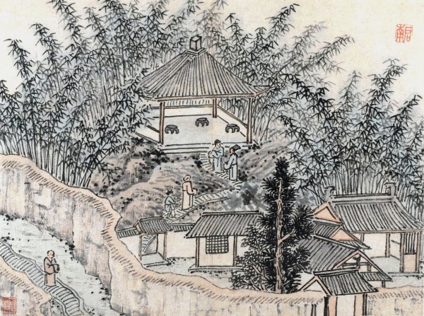 Main Product Photo of Bamboo Pavilion, Tiger Hill  Painting by Shen Zhou