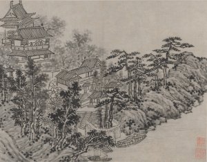 Cloud-Climbing Pavilion by Shen Zhou Oil Painting