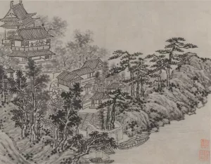 Cloud-Climbing Pavilion by Shen Zhou Oil Painting