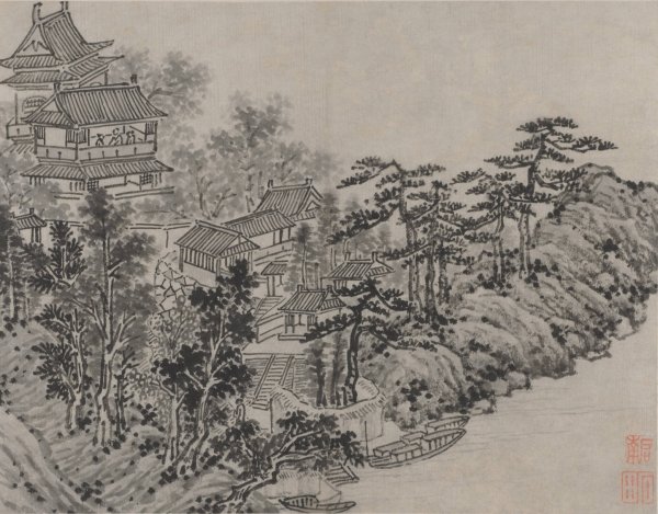 Main Product Photo of Cloud-Climbing Pavilion  Painting by Shen Zhou