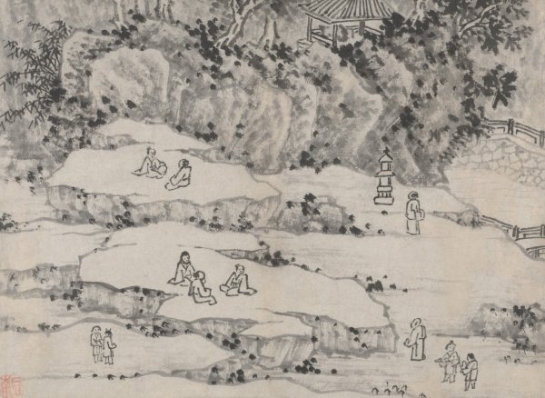 Main Product Photo of The Nodding Stone Terrace, Tiger Hill, and the Thousand-Man Seat  Painting by Shen Zhou