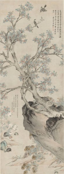 Yellow Chrysanthemums and Red Osmanthus in the Style of Wang Yuan by Shen Zhou Oil Painting