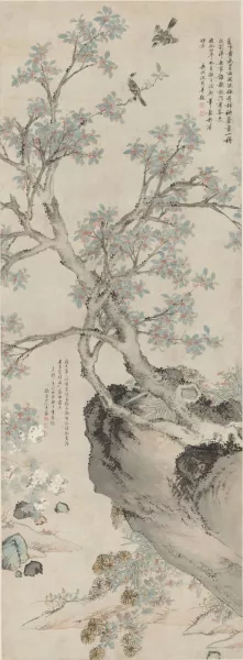 Yellow Chrysanthemums and Red Osmanthus in the Style of Wang Yuan by Shen Zhou Oil Painting