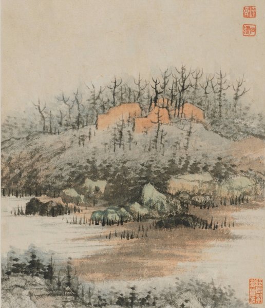Reminiscences of Qinhuai River pl6  by Shitao - Hand-Painted Oil Painting Reproduction