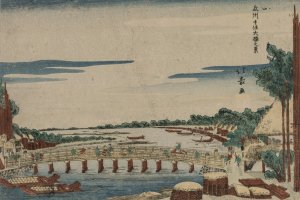 A View of the Great Bridge at Senju in Musashi Province by Shotei Hokuju Oil Painting