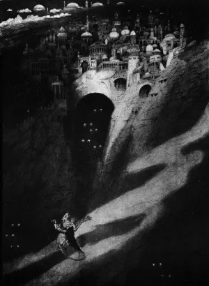 How One Came, as was Foretold, to the City of Never painting by Sidney H. Sime