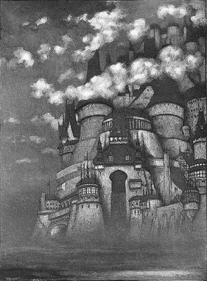 The Fortress Unvanquishable, Save for Sacnoth painting by Sidney H. Sime