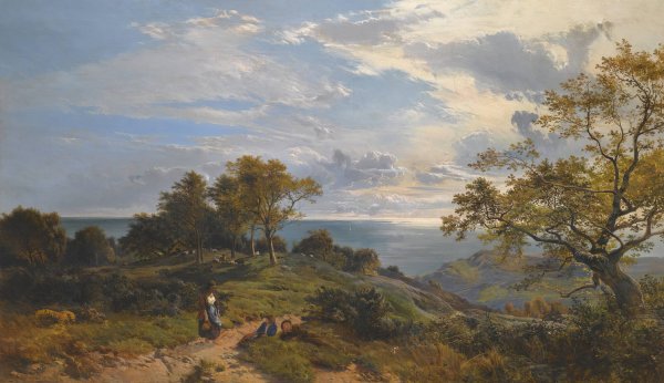 A Peep At The Sea, Fairlight Glen  by Sidney Richard Percy - Hand-Painted Oil Painting Reproduction