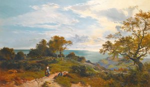 A Peep At The Sea, Fairlight Glen by Sidney Richard Percy Oil Painting
