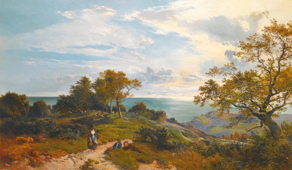 A Peep At The Sea, Fairlight Glen  by Sidney Richard Percy - Hand-Painted Oil Painting Reproduction