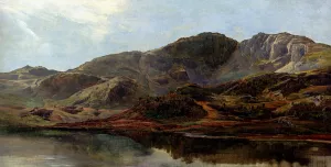 Landscape With A Lake, And Mountains Beyond by Sidney Richard Percy Oil Painting