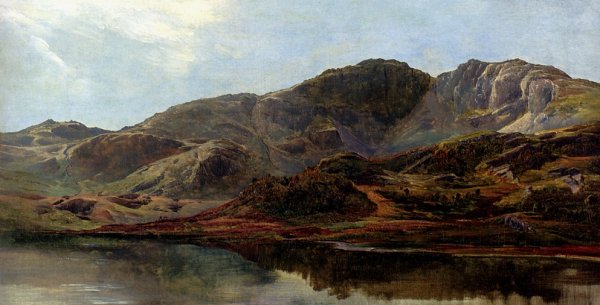 Main Product Photo of Landscape With A Lake, And Mountains Beyond Painting by Sidney Richard Percy