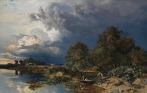 Spring, An Approaching Shower by Sidney Richard Percy Oil Painting