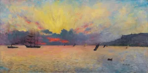 The Sea At Sainte-Adresse, Twilight by Siebe Johannes Ten Cate Oil Painting