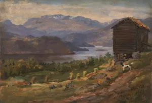 Hjelle in Valdres by Siegwald Dahl Oil Painting
