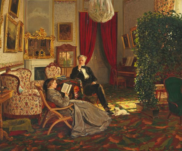 Interior from Glorup by Siegwald Dahl - Hand-Painted Oil Painting Reproduction