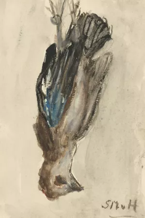 Dood vogeltje, hangend aan zijn poten by Sientje Mesdag Van Houten Oil Painting