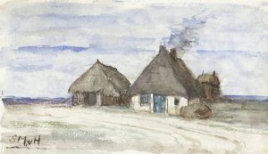 Nieuwjaarsgroet met boerderij by Sientje Mesdag Van Houten Oil Painting