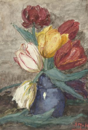 Tulpen in een vaas by Sientje Mesdag Van Houten Oil Painting