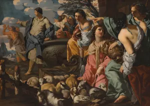 Moses And The Daughters Of Jethro by Sigismondo Coccapani Oil Painting