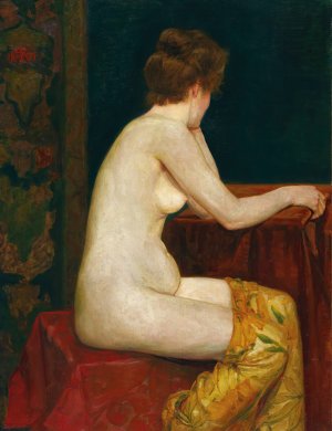 Female, Sitting Nude by Sigismund Righini Oil Painting