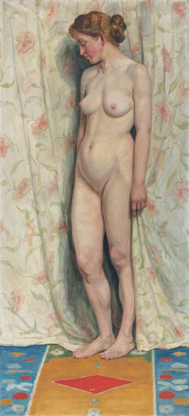 Standing Female Nude by Sigismund Righini Oil Painting